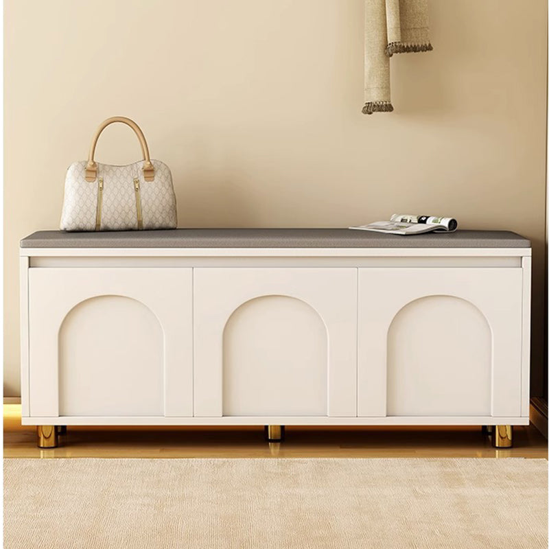 Nordic Contemporary Rectangular MDF Faux Leather Cushioned Sponge Shoe Bench – Backless, Armless Hallway Stool