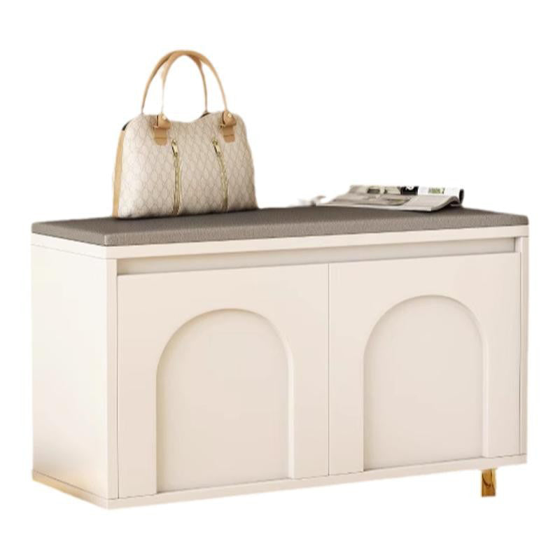 Nordic Contemporary Rectangular MDF Faux Leather Cushioned Sponge Shoe Bench – Backless, Armless Hallway Stool