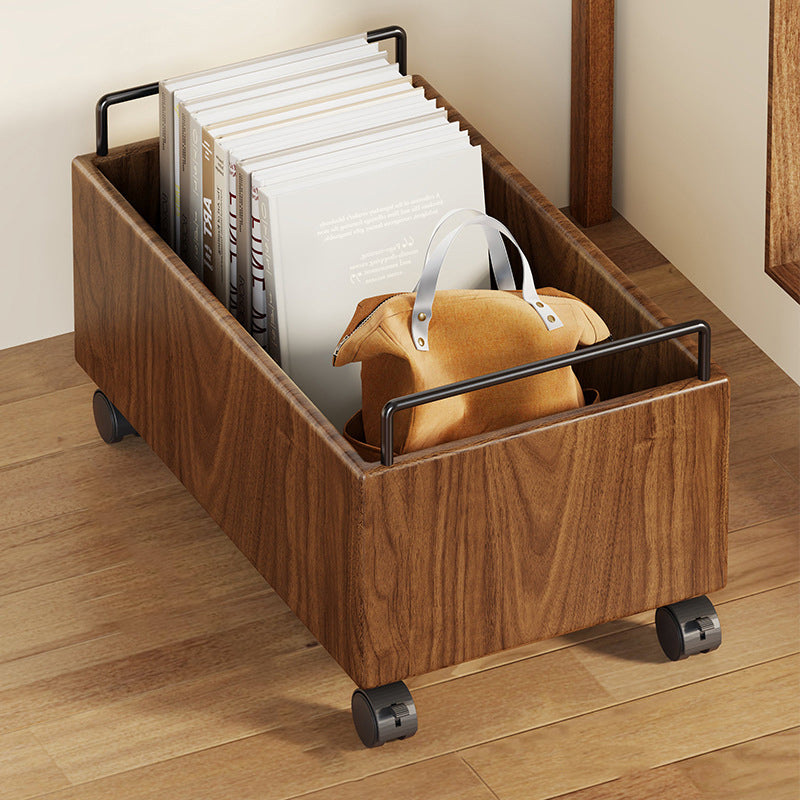Modern Minimalist Movable Solid Wood Kids Storage Cabinet - Rectangular 1-Door Design, Ideal for Study