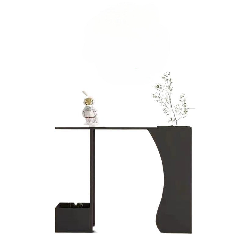 Ultra-Narrow Modern Minimalist Geometric Iron & Marble Console Table - 2-Tier for Entryway