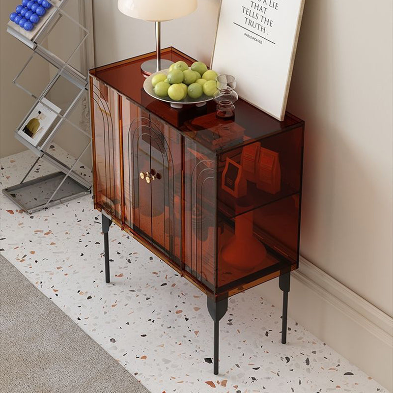 Sleek Contemporary Scandinavian Rectangular Iron & Acrylic 3-Tier Storage Cabinet for Living Room