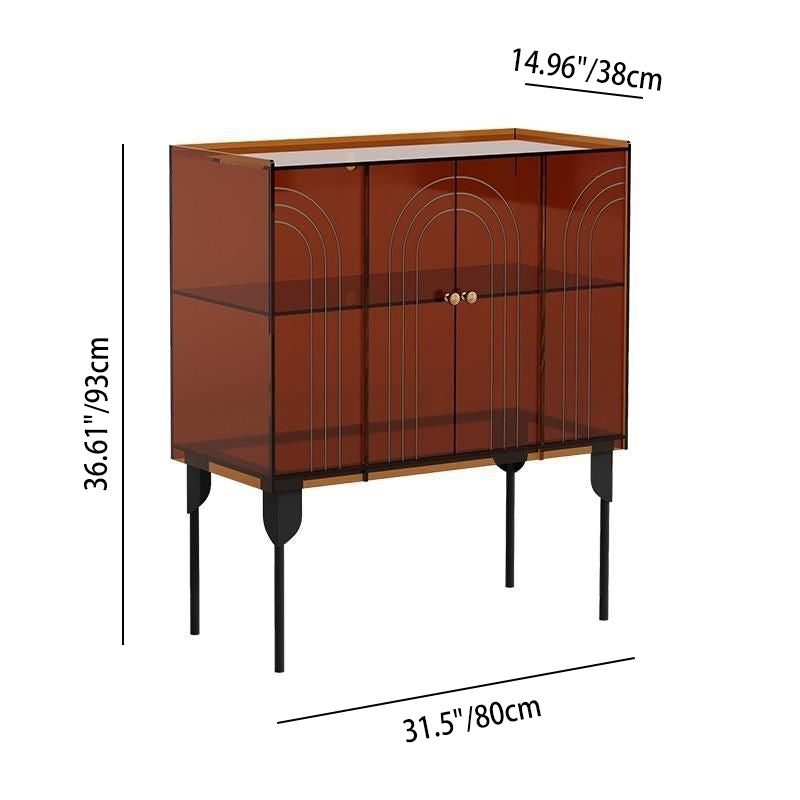 Sleek Contemporary Scandinavian Rectangular Iron & Acrylic 3-Tier Storage Cabinet for Living Room