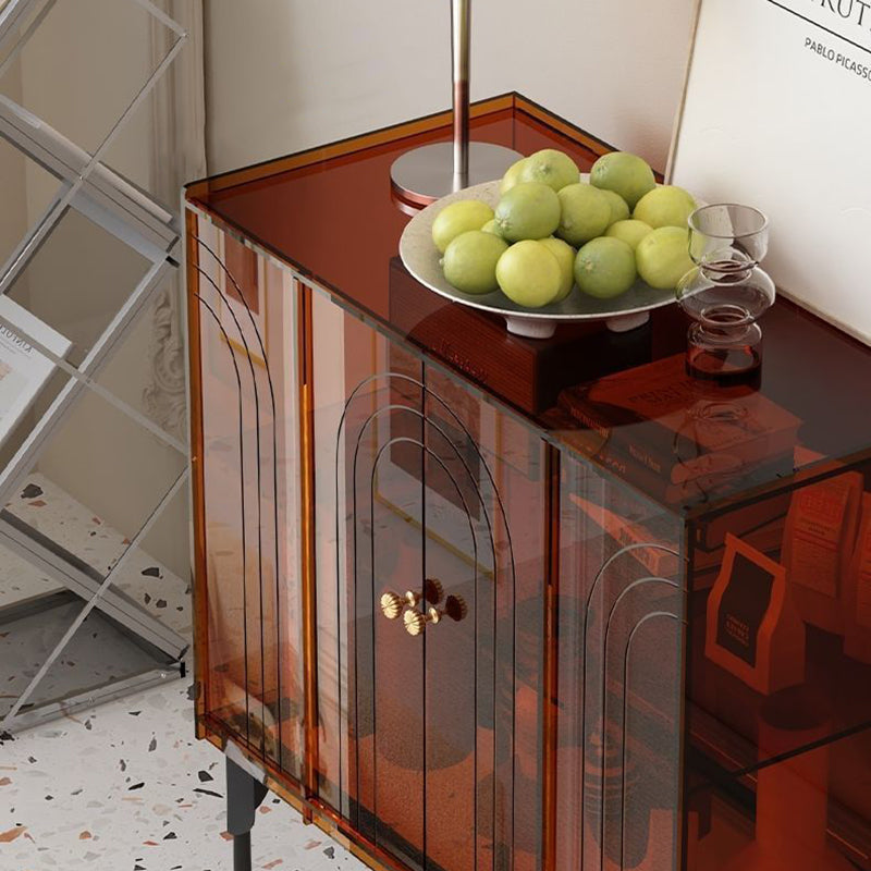 Sleek Contemporary Scandinavian Rectangular Iron & Acrylic 3-Tier Storage Cabinet for Living Room