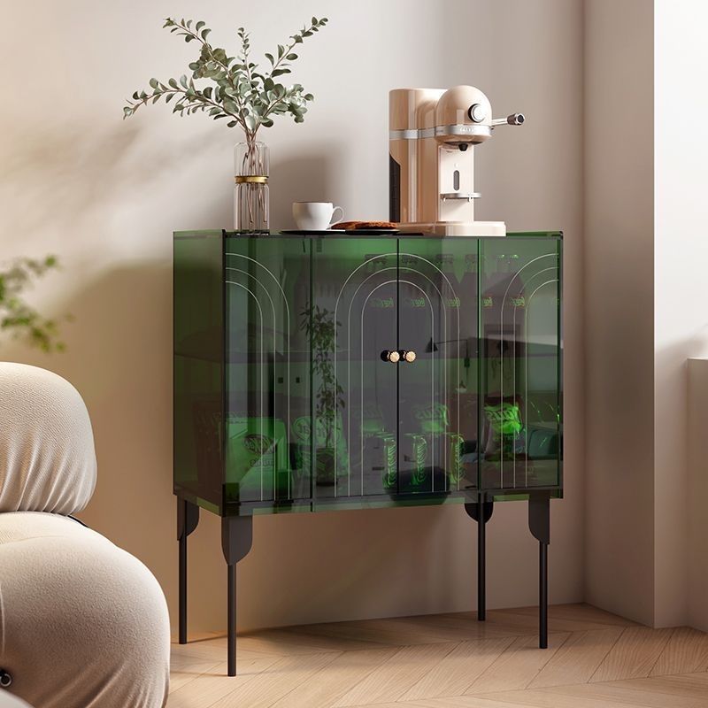 Sleek Contemporary Scandinavian Rectangular Iron & Acrylic 3-Tier Storage Cabinet for Living Room