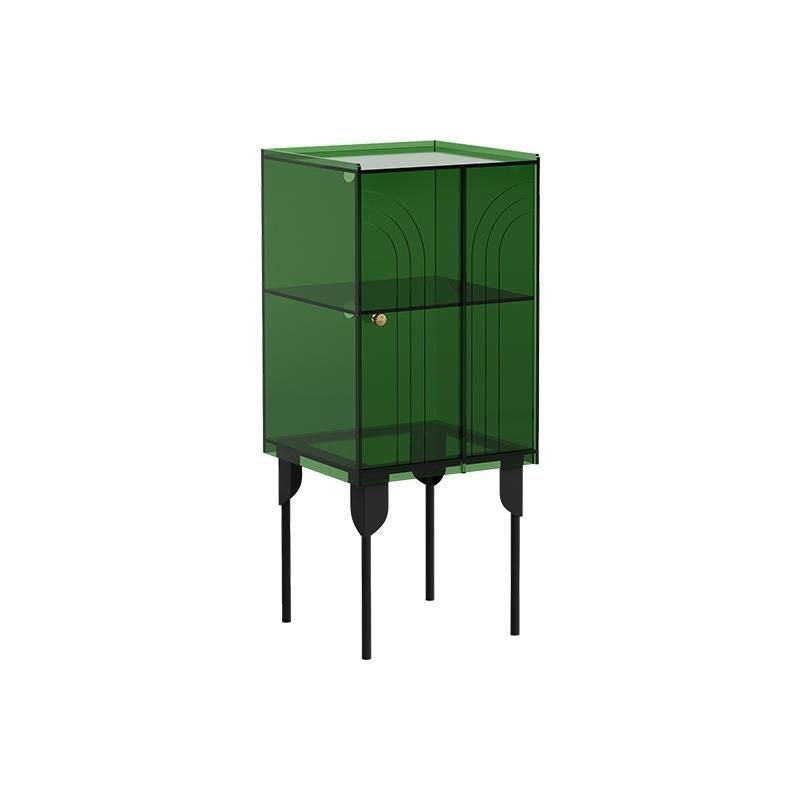 Sleek Contemporary Scandinavian Rectangular Iron & Acrylic 3-Tier Storage Cabinet for Living Room