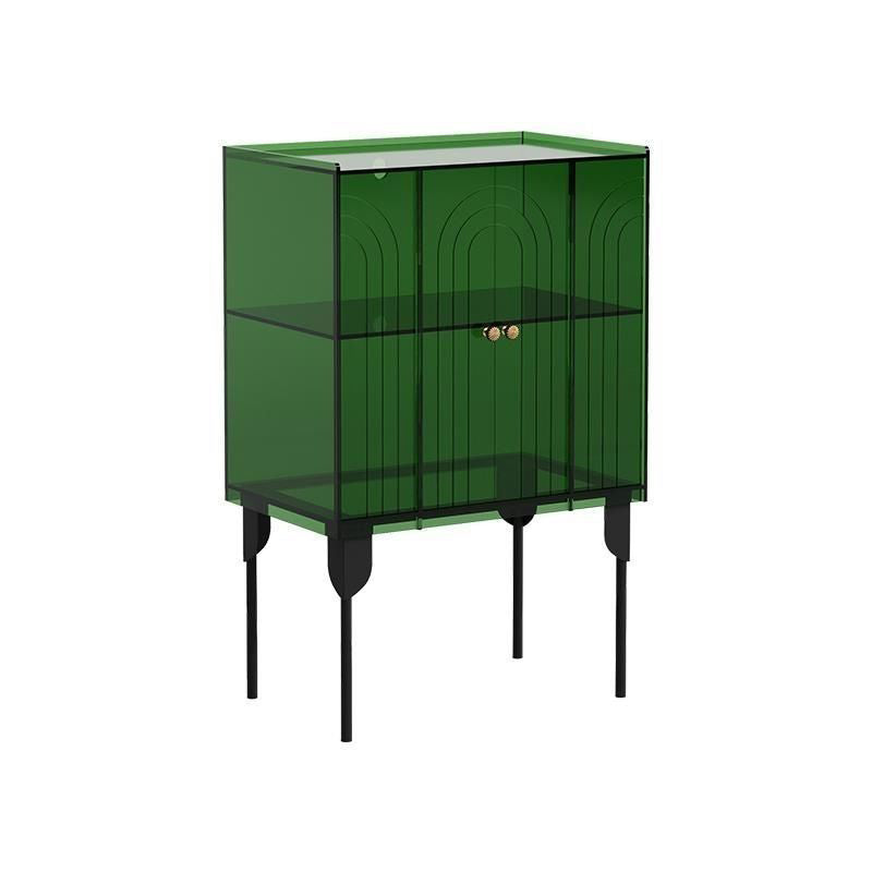 Sleek Contemporary Scandinavian Rectangular Iron & Acrylic 3-Tier Storage Cabinet for Living Room