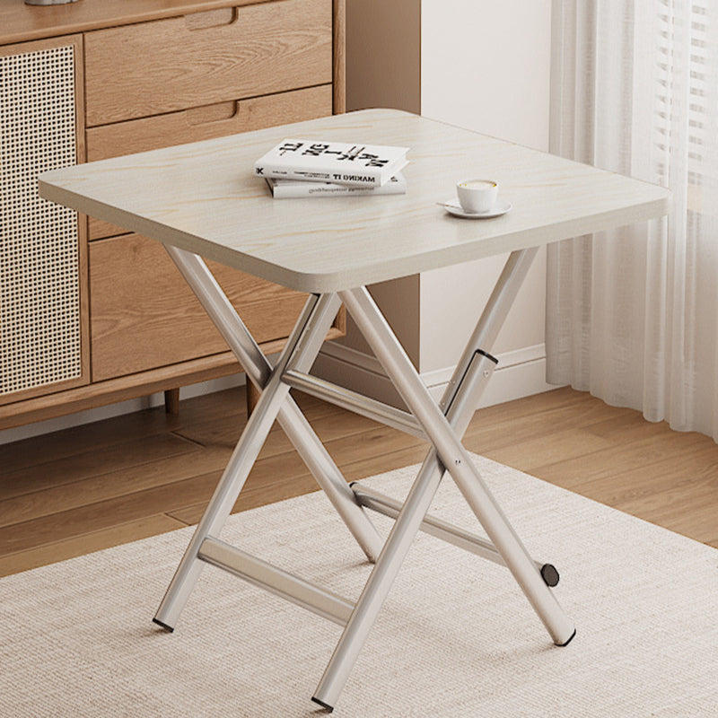 Modern Minimalist Square MDF Dining Table with Galvanized Steel Pipe Frame, Foldable for Four