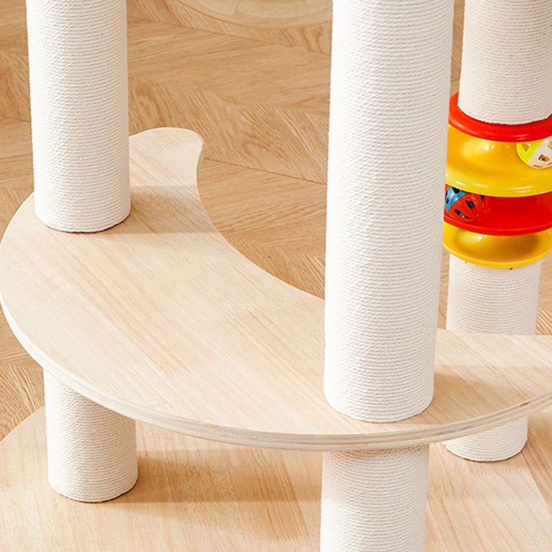 Contemporary Creative Tree Cat Tower with Acrylic Multi-Layer Platforms, Corduroy-Covered Posts and Cotton Rope, 2/4/5-Tier Multi-Functional Design for Living Room