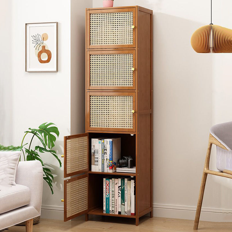 Chic Modern Minimalist Square Wood & Plastic Rattan Weave Storage Cabinet - 2/3/4/5/6-Cabinet Options for Study