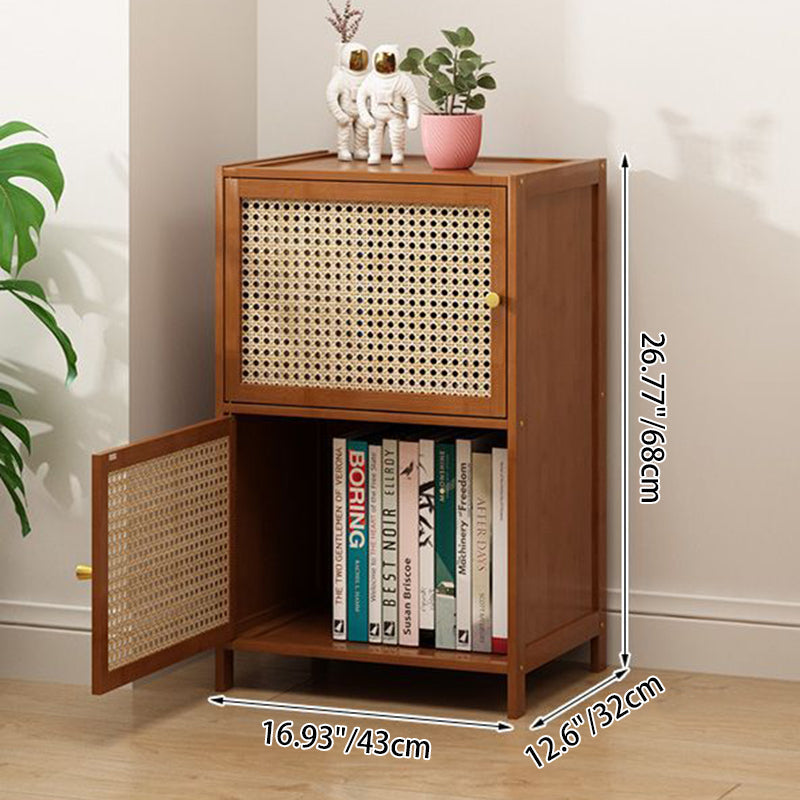 Chic Modern Minimalist Square Wood & Plastic Rattan Weave Storage Cabinet - 2/3/4/5/6-Cabinet Options for Study
