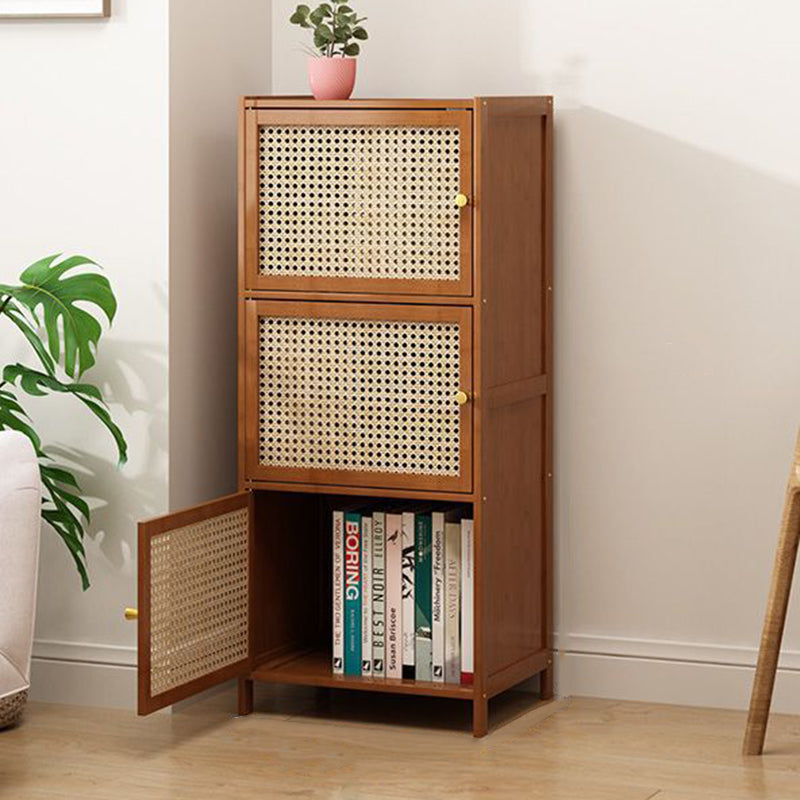 Chic Modern Minimalist Square Wood & Plastic Rattan Weave Storage Cabinet - 2/3/4/5/6-Cabinet Options for Study