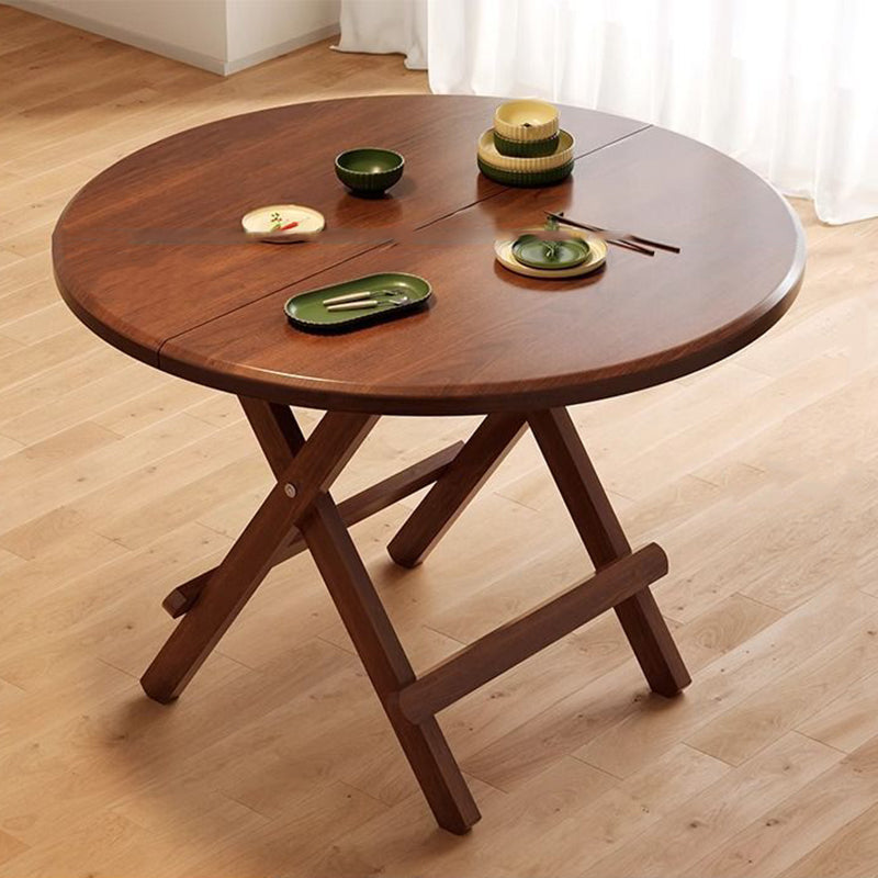 Sleek Modern Round Dining Table - Foldable with MDF Top and Iron Frame, Seats 2-8