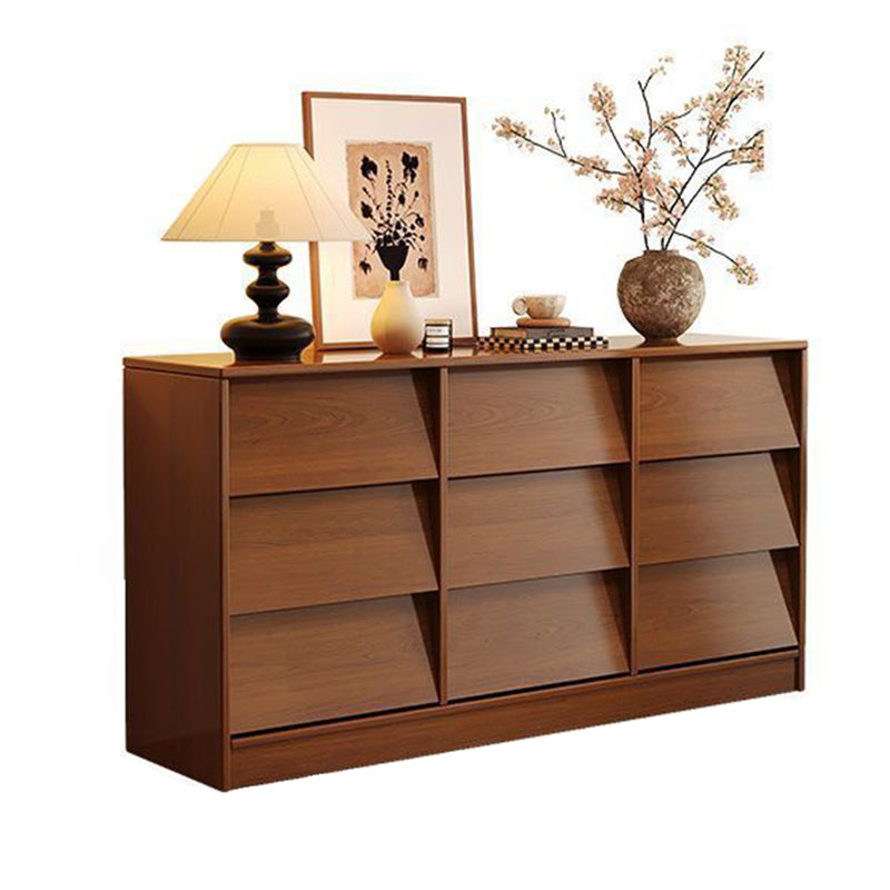 Contemporary Retro Venetian Blind Solid Wood Storage Cabinet with Ecological Board and Carbon Steel Frame, 6/9-Drawer, for Living Room & Bedroom