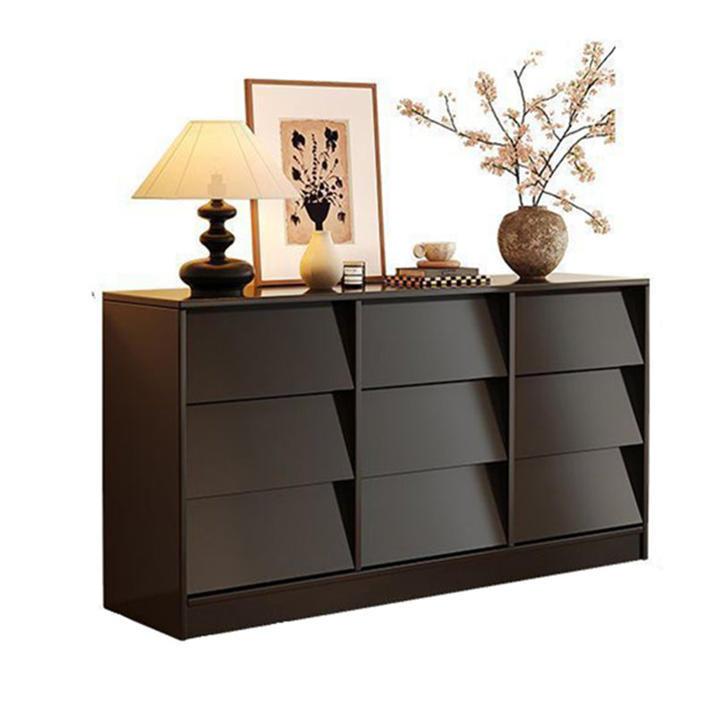 Contemporary Retro Venetian Blind Solid Wood Storage Cabinet with Ecological Board and Carbon Steel Frame, 6/9-Drawer, for Living Room & Bedroom