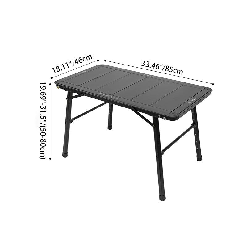 Sleek Modern Minimalist Aluminum-Nylon Outdoor Dining Table: Rectangular, Height-Adjustable, Portable & Modular, 1-Tier for Patio