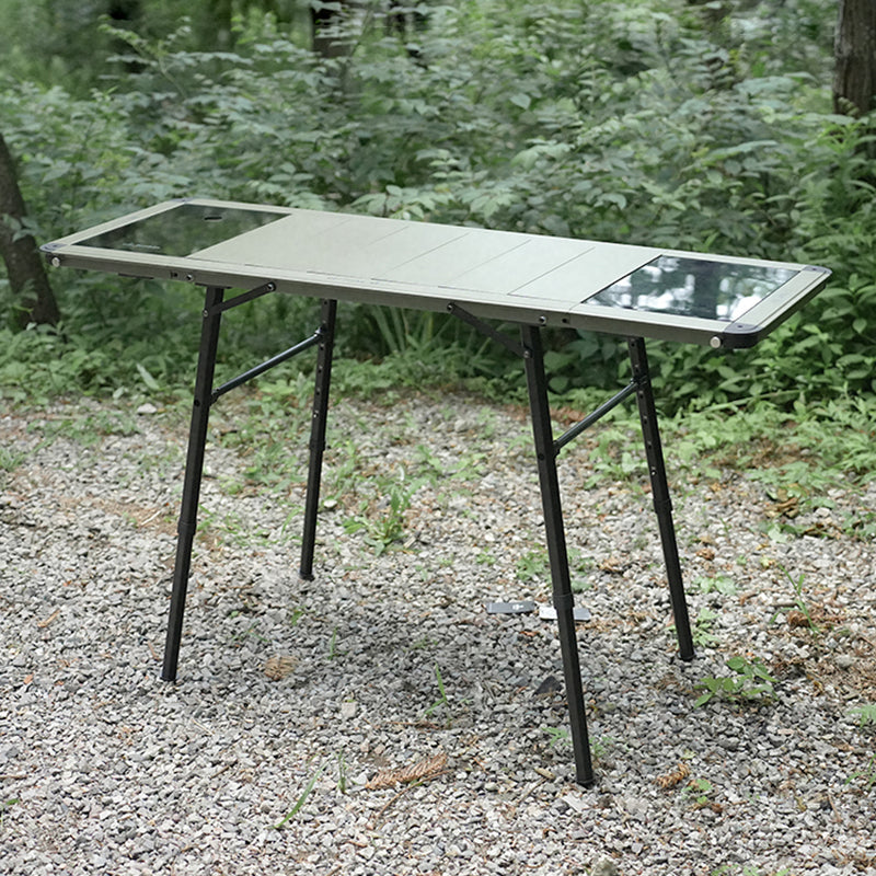 Sleek Modern Minimalist Aluminum-Nylon Outdoor Dining Table: Rectangular, Height-Adjustable, Portable & Modular, 1-Tier for Patio