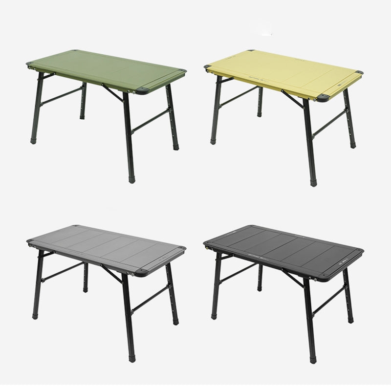 Sleek Modern Minimalist Aluminum-Nylon Outdoor Dining Table: Rectangular, Height-Adjustable, Portable & Modular, 1-Tier for Patio