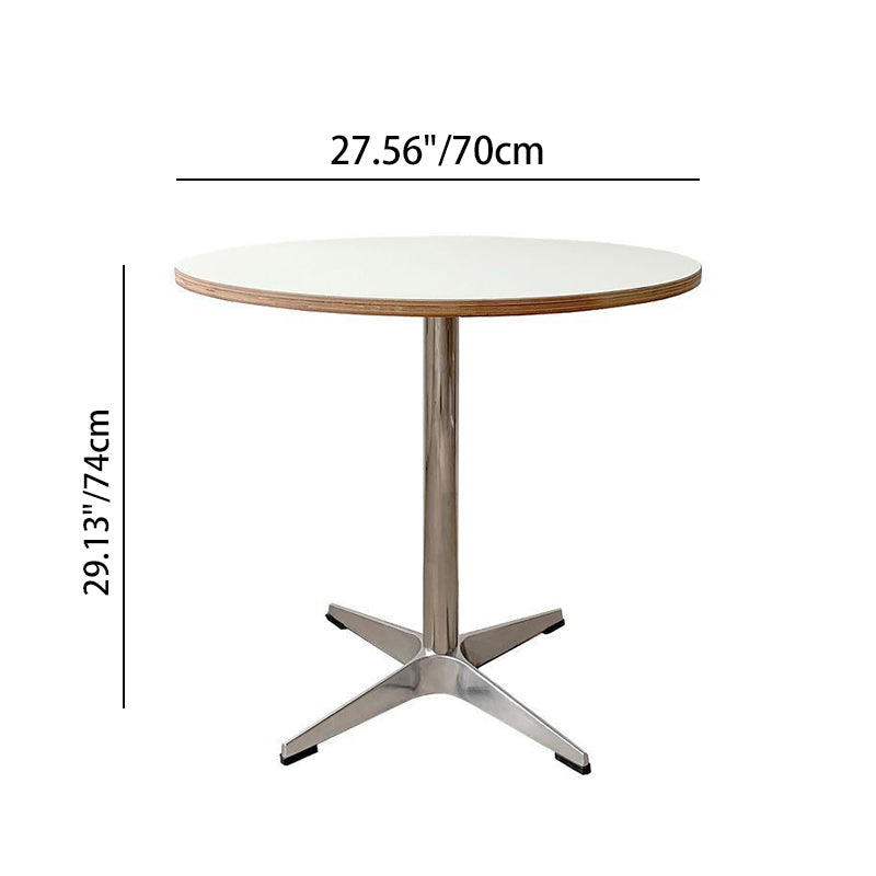 Modern Minimalist Round Dining Table with Solid Wood & Plywood, Stainless Steel & Aluminum Frame, 1-Tier Storage for Dining Room & Kitchen