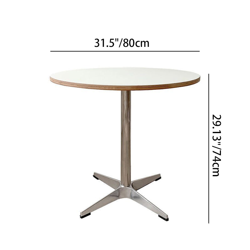 Modern Minimalist Round Dining Table with Solid Wood & Plywood, Stainless Steel & Aluminum Frame, 1-Tier Storage for Dining Room & Kitchen