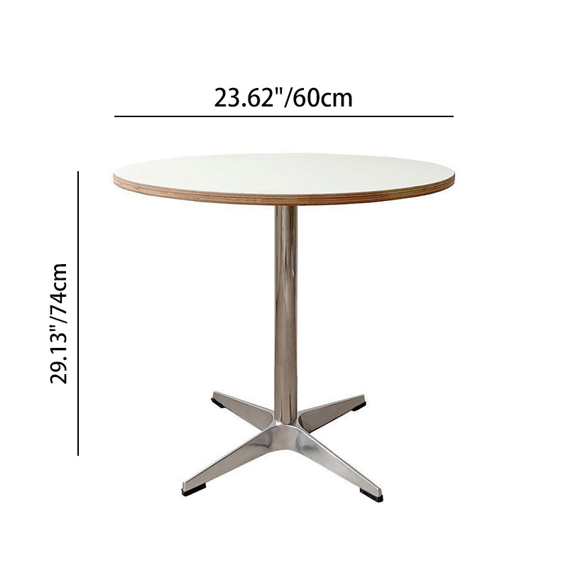 Modern Minimalist Round Dining Table with Solid Wood & Plywood, Stainless Steel & Aluminum Frame, 1-Tier Storage for Dining Room & Kitchen