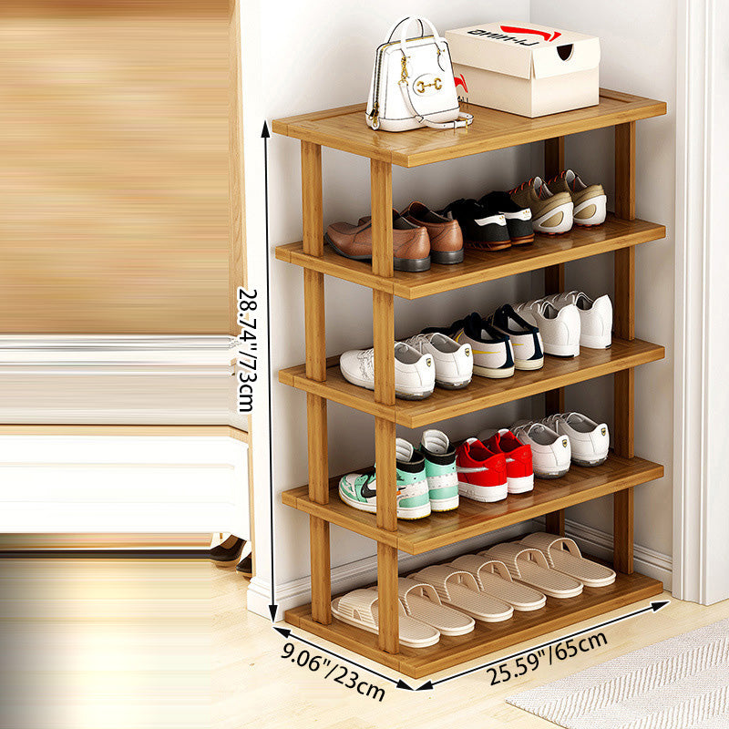 Modern Minimalist Rectangular Heather Bamboo 5-Tier Shoe Storage for Entryways