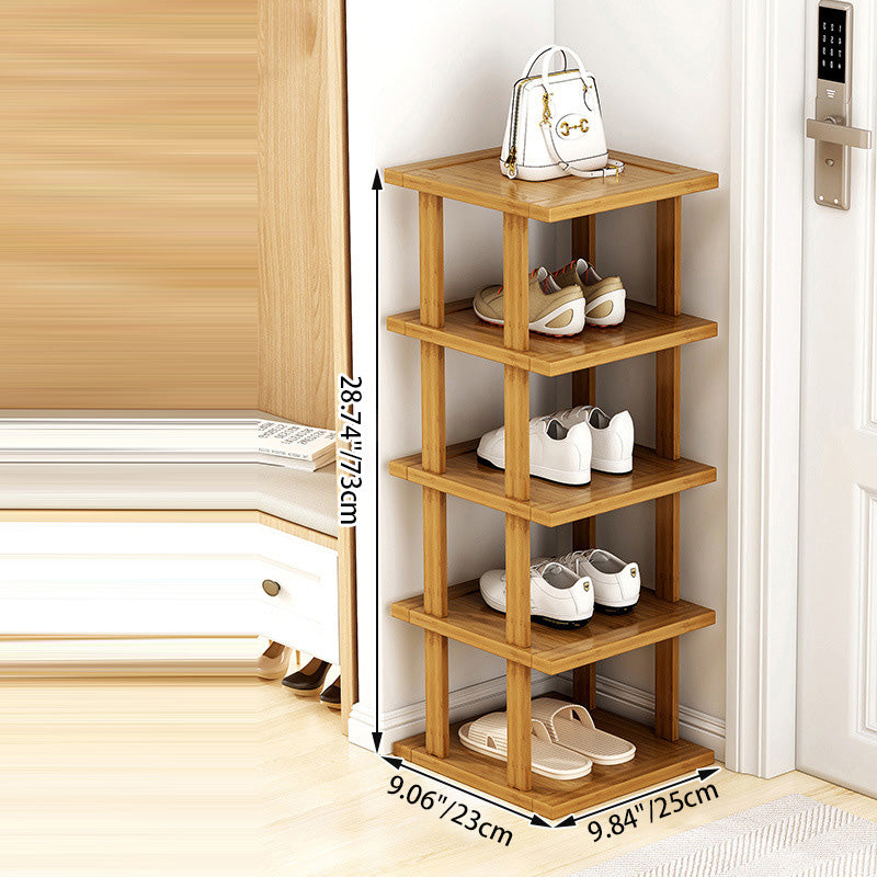Modern Minimalist Rectangular Heather Bamboo 5-Tier Shoe Storage for Entryways