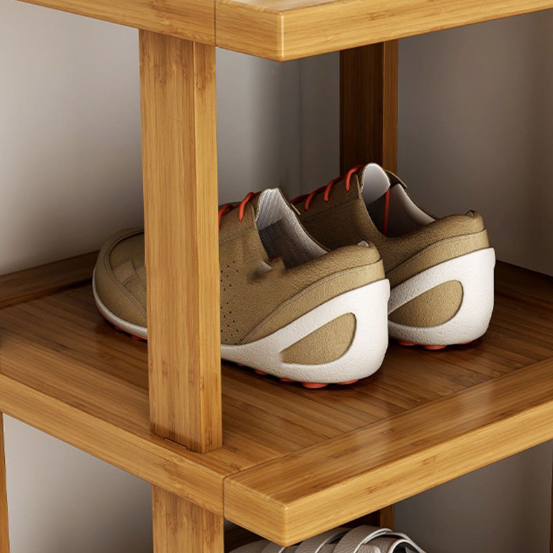 Modern Minimalist Rectangular Heather Bamboo 5-Tier Shoe Storage for Entryways