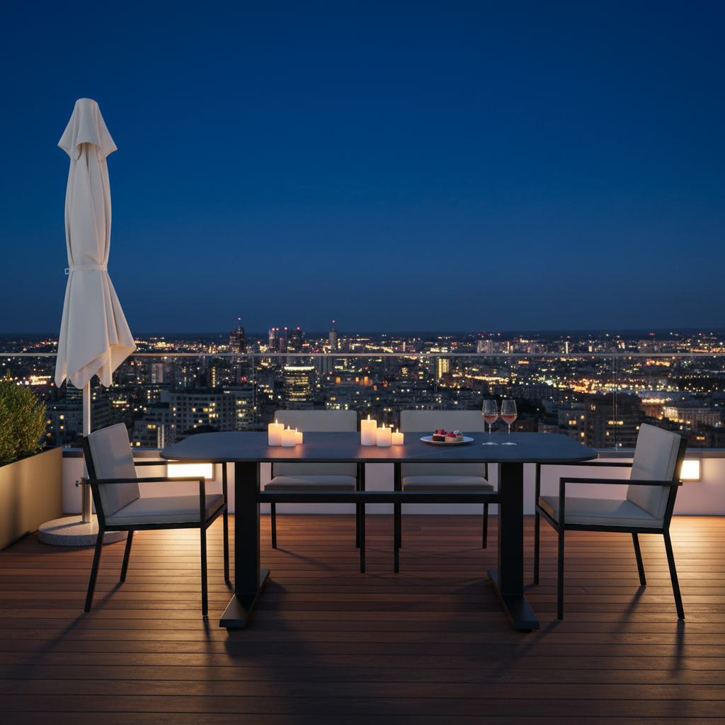 Modern Industrial Outdoor Coffee Table — Sleek Rectangular Metal Table for Patio & Backyard