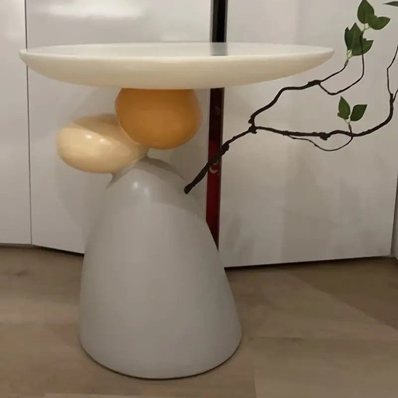 Contemporary Resin End Table with Round Elliptical Branch Slab – Modern Bedroom Accent