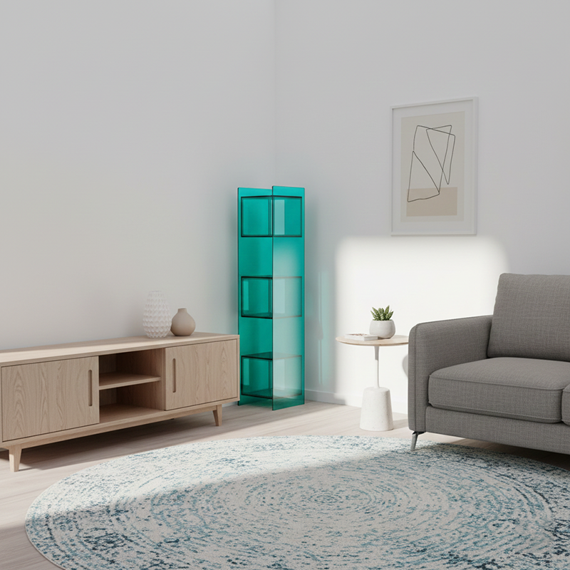 Sleek Modern Acrylic 5-Tier Rectangular Storage Shelf with Open-Display Bookcase for Living Room & Home Office