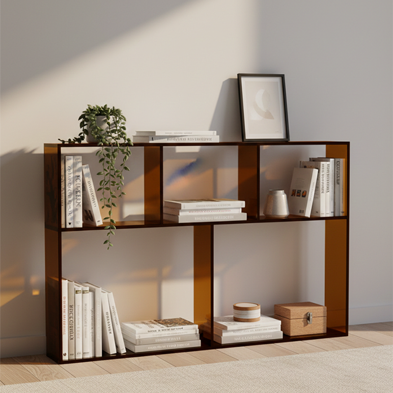 Sleek Modern Minimalist Acrylic 3-Tier Rectangular Display Rack for Living Room