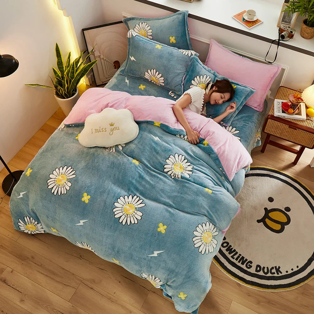 Cozy Thick Fleece Flannel Winter Duvet Cover Set β Ultra-Warm, Soft & Snug Bedding