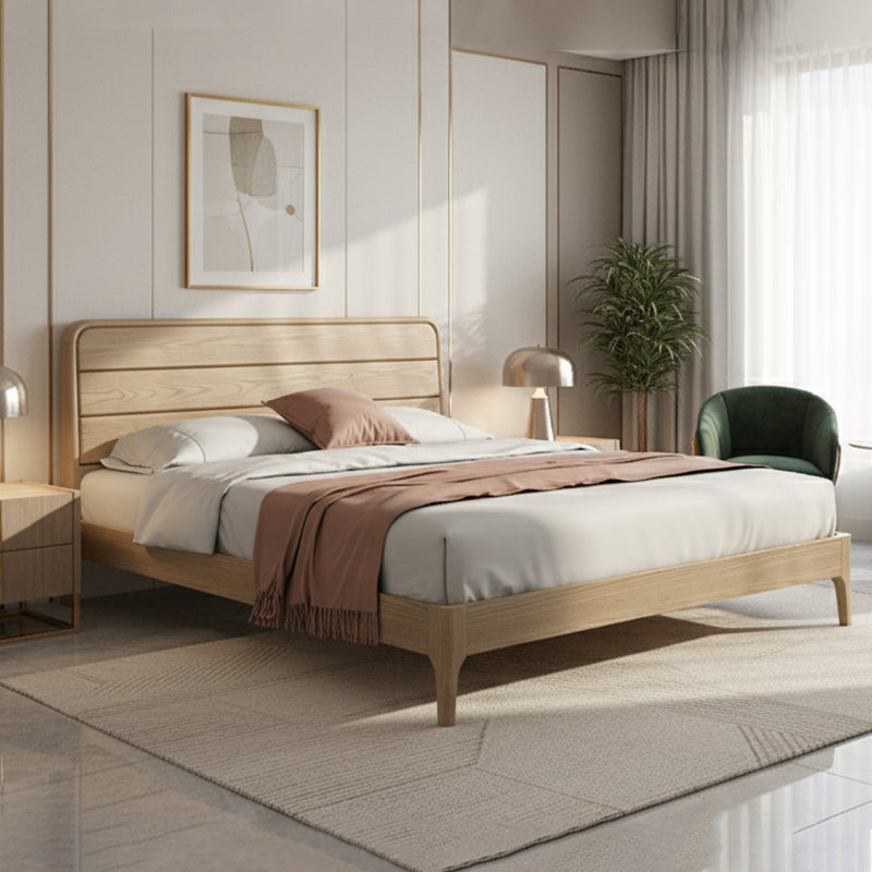 Premium Ash Wood Recessed Bed Frame - Home-Friendly Solid Support & Sleek Look Bed For Bedroom