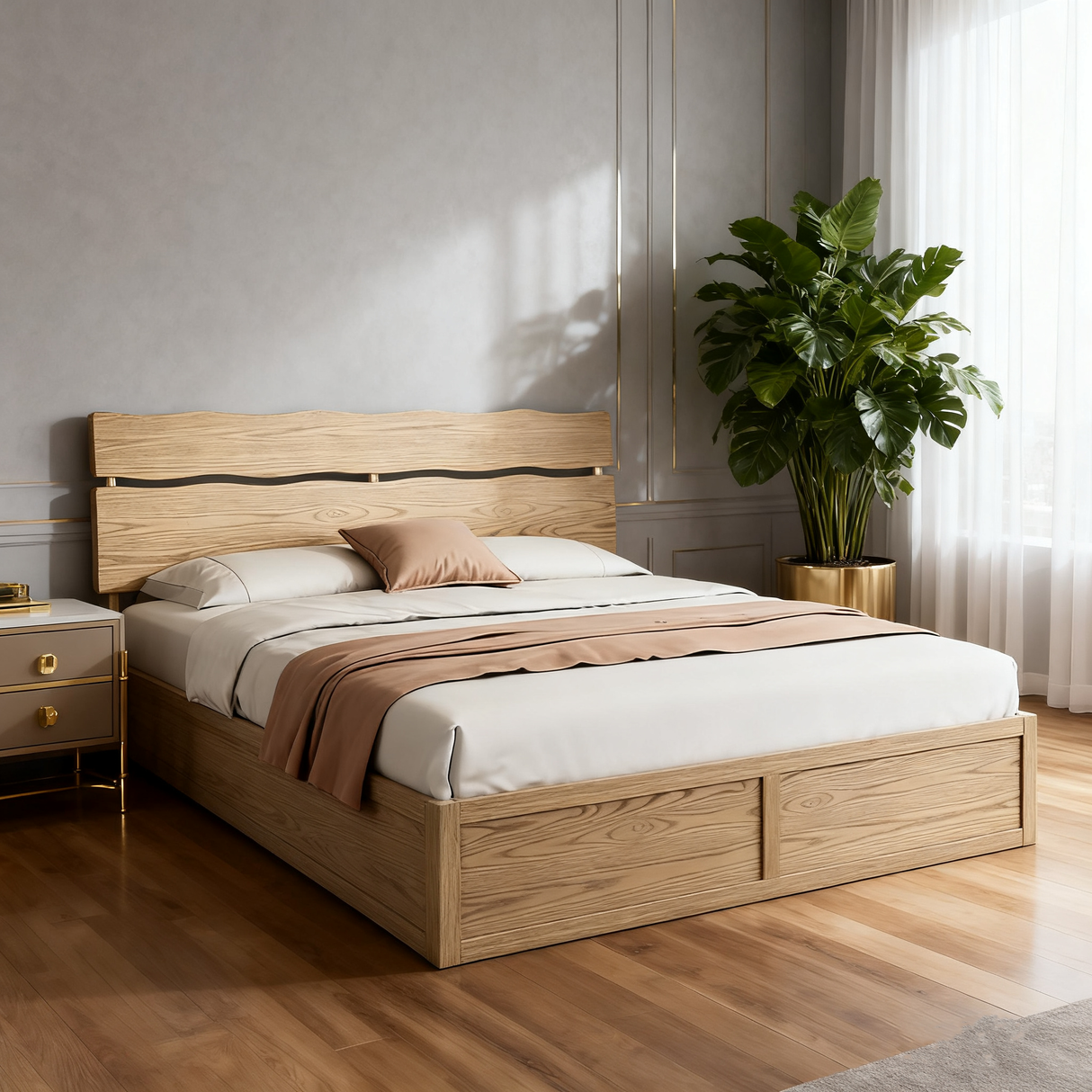 Modern Minimalist Bed Frame - Storage Box & Durable Material Blend Bed For Bedroom