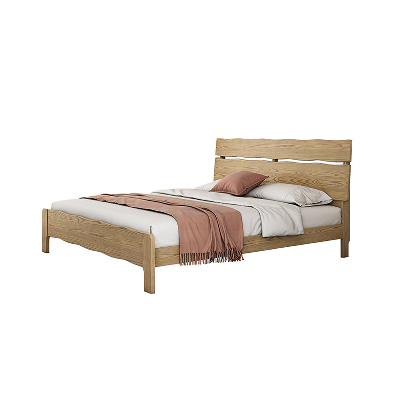 Contemporary Coastal Bed Frame - Multi-Height Adjustment & Sturdy Ash Wood Bed For Bedroom