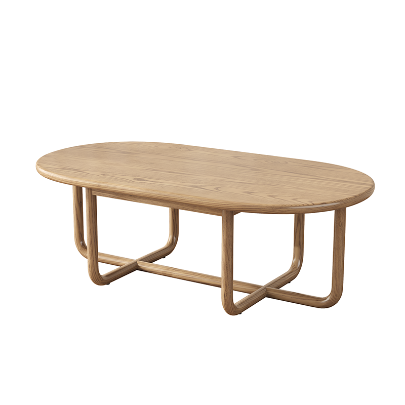 Sleek Oval Ash Wood Coffee Table – Stable, Eco-Friendly One-Tier Design for Living Room