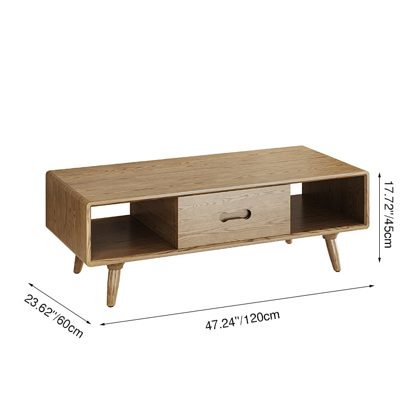 Space-Saving Modern Ash Wood Coffee Table with 2-Tier Storage – Eco-Friendly Minimalist Design for Living Room