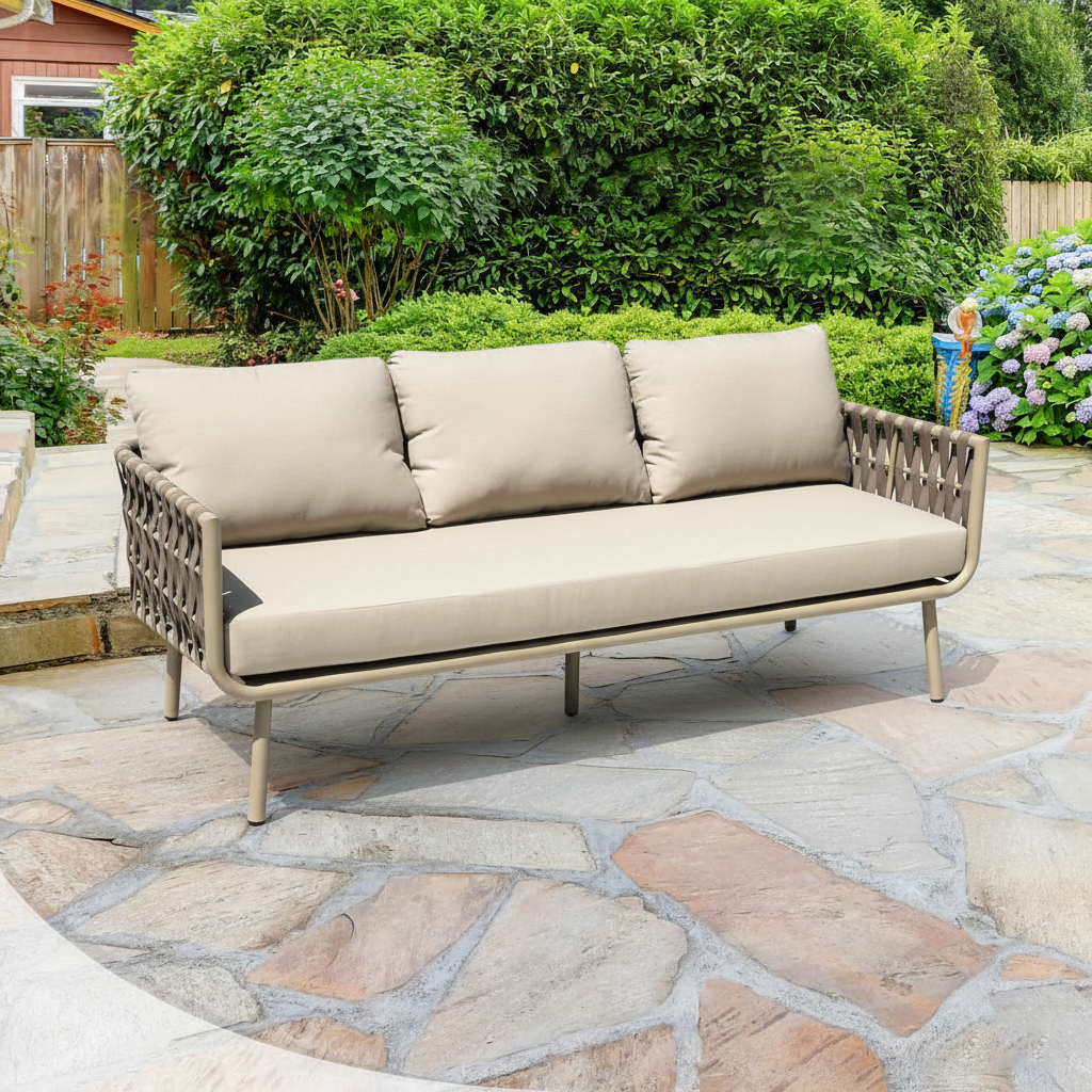 Coastal-Inspired Waterproof Aluminum Outdoor Sofa - 1/2/3-Seater for Garden & Balcony
