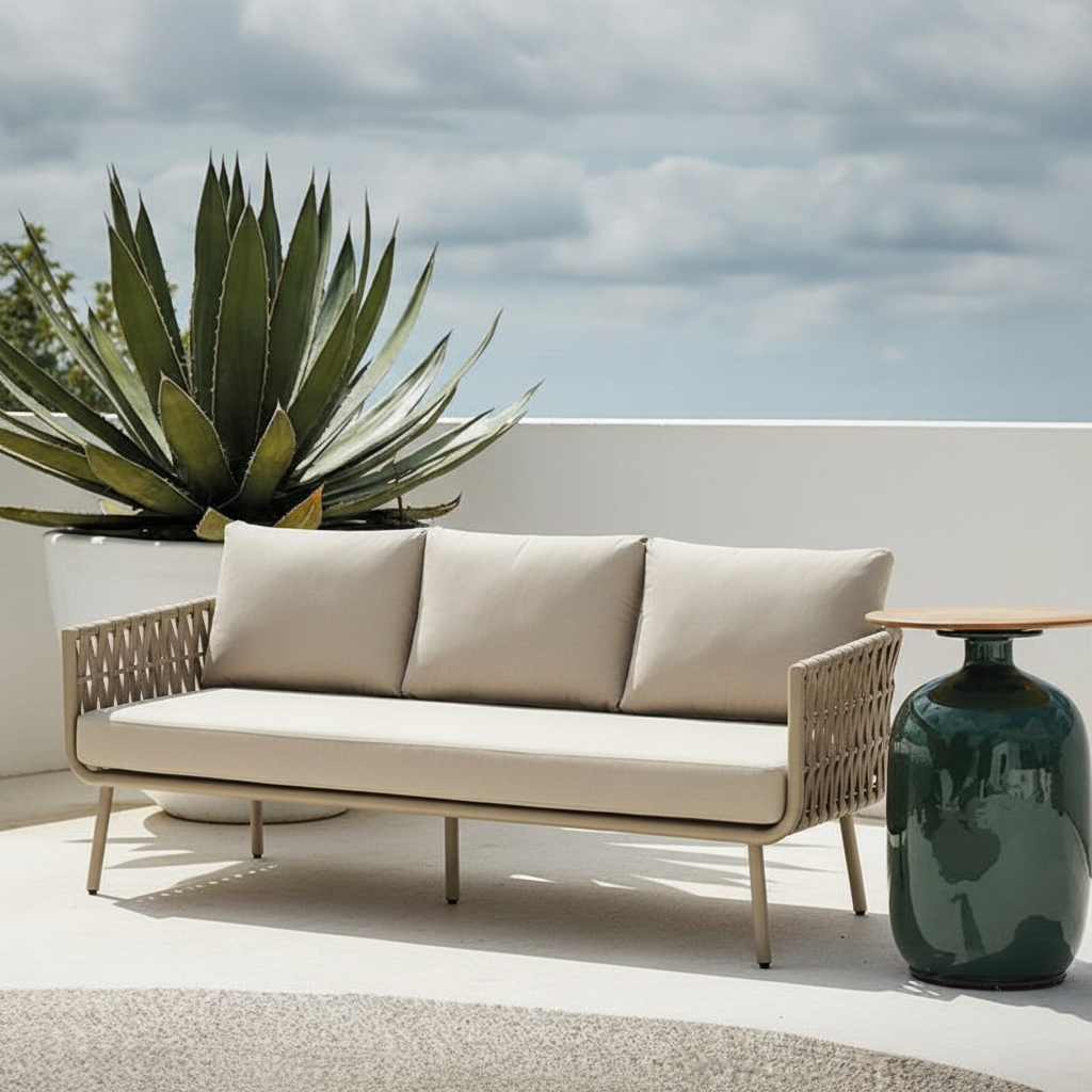 Coastal-Inspired Waterproof Aluminum Outdoor Sofa - 1/2/3-Seater for Garden & Balcony
