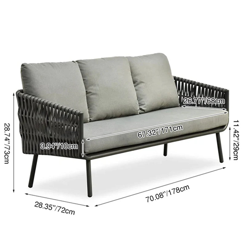 Sleek Stain-Resistant Modern Aluminum Outdoor Sofa — 1/3-Seat for Patio & Garden
