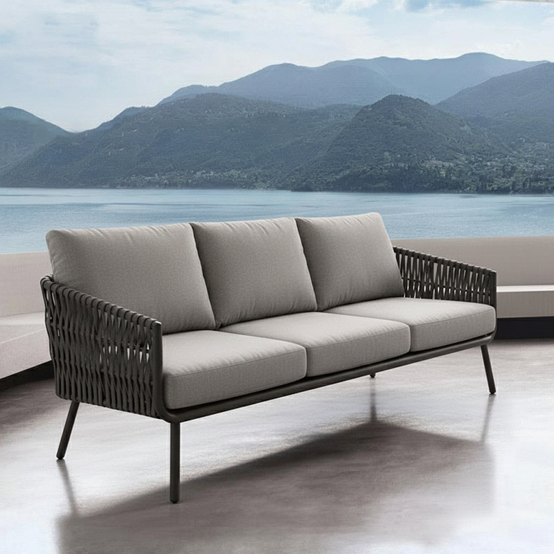 Sleek Stain-Resistant Modern Aluminum Outdoor Sofa — 1/3-Seat for Patio & Garden