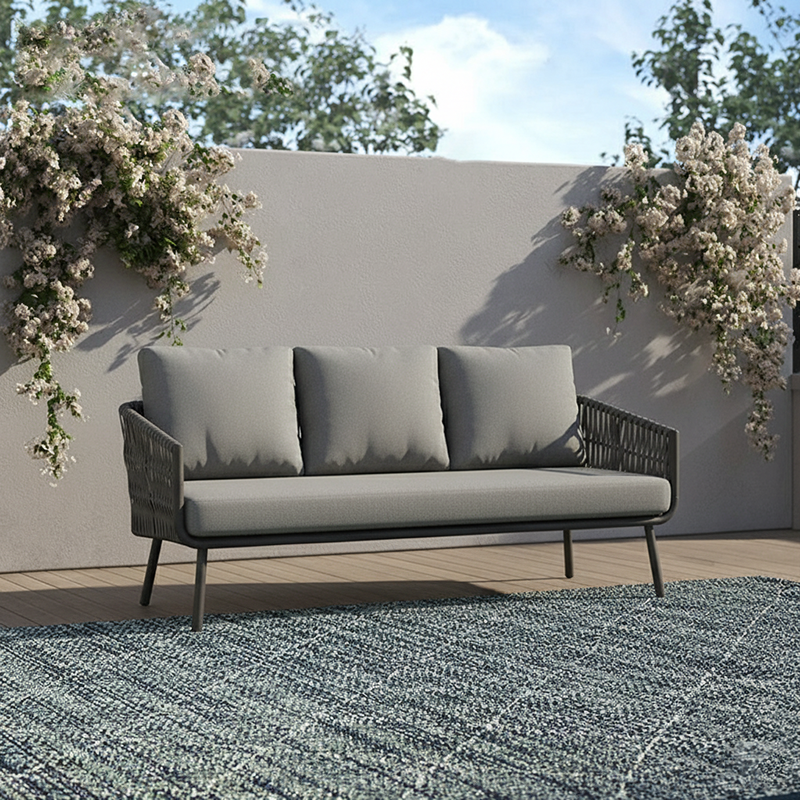 Sleek Stain-Resistant Modern Aluminum Outdoor Sofa — 1/3-Seat for Patio & Garden