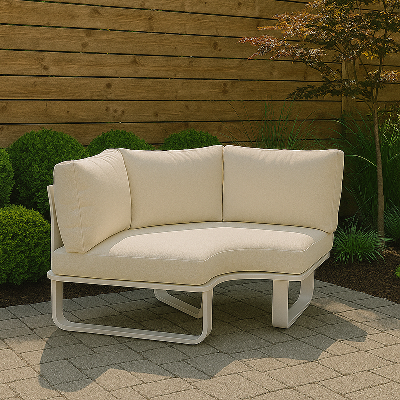 Sleek Minimalist Outdoor Teak & Aluminum 1/2-Seater Sofa for Patio & Garden