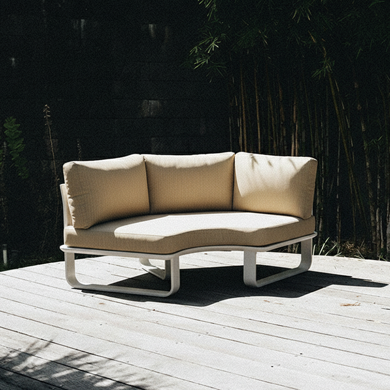 Sleek Minimalist Outdoor Teak & Aluminum 1/2-Seater Sofa for Patio & Garden
