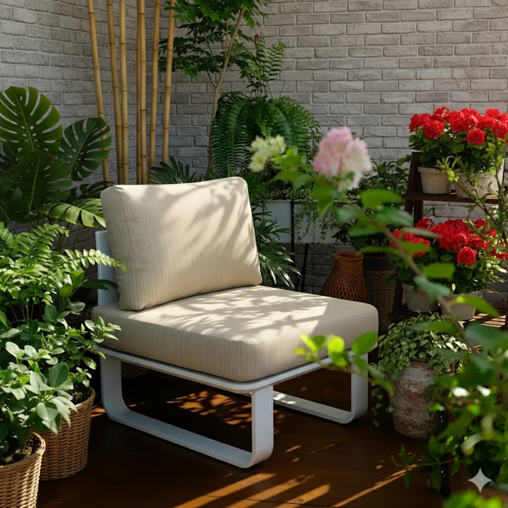 Sleek Minimalist Outdoor Teak & Aluminum 1/2-Seater Sofa for Patio & Garden