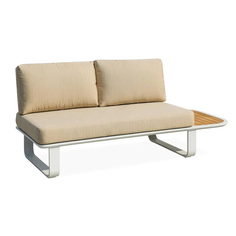 Sleek Minimalist Outdoor Teak & Aluminum 1/2-Seater Sofa for Patio & Garden