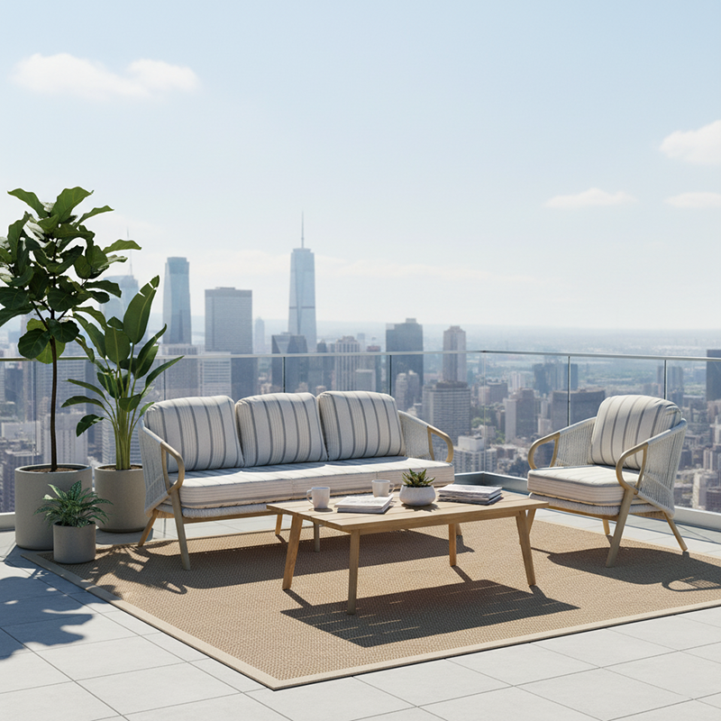 Modern Scandinavian Outdoor Resin Sofa - 1/3-Seat for Balcony & Patio