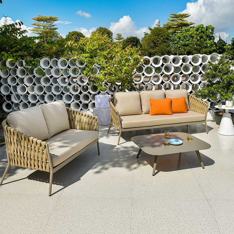 Elegant Traditional French Rope-Woven Outdoor Sofa – 1-3 Seater for Balcony & Patio