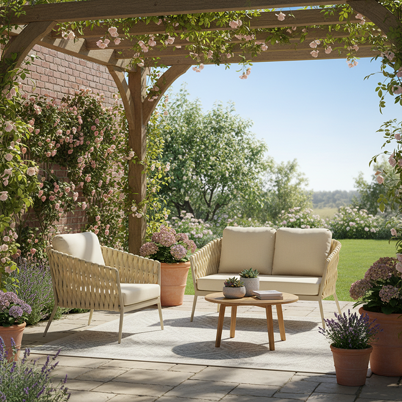 Elegant Traditional French Rope-Woven Outdoor Sofa – 1-3 Seater for Balcony & Patio