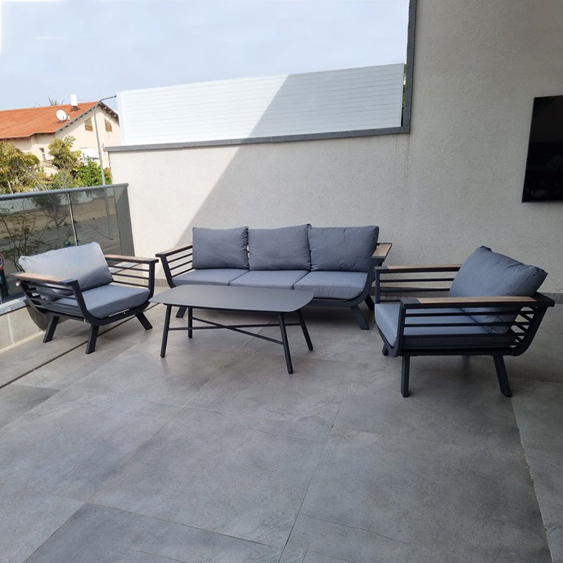 Sleek Contemporary Scandinavian Aluminum Outdoor Sofa – Compact 1/3 Seater for Balcony & Patio
